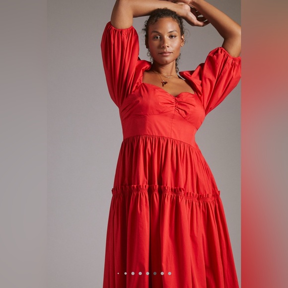 RARE EUC Anthropologie Atsu Off-The-Shoulder Poplin Midi Dress // Size 18W - Picture 3 of 9